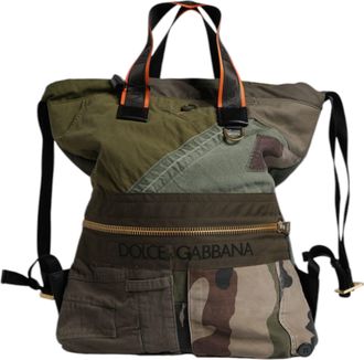 Dolce & Gabbana Military Green Patchwork Rucksack Backpack Mens Bag