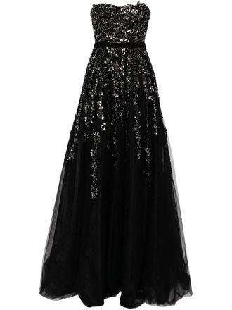 Saiid Kobeisy Tulle Stapless Dress With A Dotted Beading
