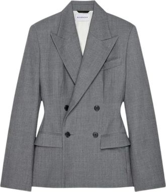 Givenchy Double-breasted jas van wol - Dames - Blazers - Grijs - S - Wol - Jassen