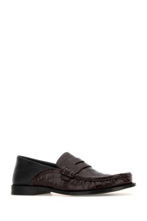 Loewe Mens Two-Tone Leather Campo Loafers Darkbrownblack Mocassini
