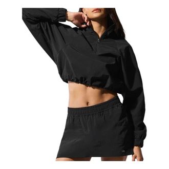 Alo (WMNS) ALO Cropped 1/4 Zip Alumni Pullover Black W3660R-652004918