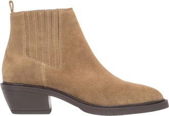 Estro & Luminara Dames lage bruine cowboy laarzen gemaakt van premium Italiaans echt velours - Dames - Cowboylaarzen - Bruin - 36 EU - Schoenen