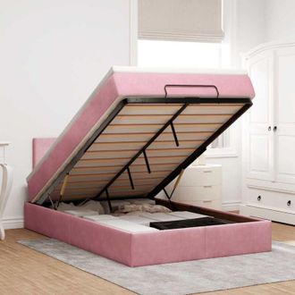 vidaXL Estructura De Cama Otomana Colch&oacute;n Terciopelo Rosa 120x200cm Vidaxl