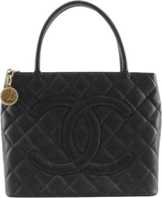 Chanel Pre-owned Leren Tote Bag - Dames - Vintage Shopper - Zwart - ONE Size - Leer - Vintage