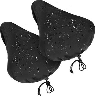 OEM Juego De 2 Fundas Impermeables Para Sill&iacute;n Con Cord&oacute;n Ajustable/cubierta Para La Lluvia, Aptas Para Sillines De Bicicleta, Color Negro