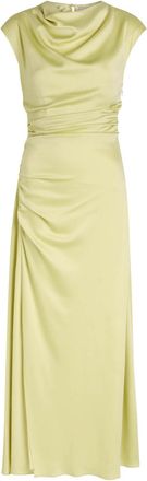 SIMKHAI Burke Draped Satin Midi Dress - Yellow - 10 (UK14 / L)