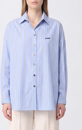 Pinko Striped Cotton Shirt with Relaxed Fit and Dropped Shoulders