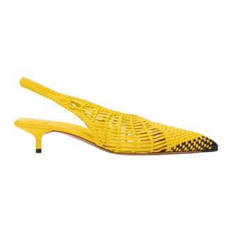 Jacquemus Pumps, female, Yellow, 6 UK, Yellow Lambskin Cubisto Sling-back Heels