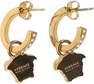 Versace Womens Medusa Head Drop Earrings Versace Gold Crystal Metal Metallic Metallised