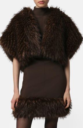 Apparis Devin Faux Fox Fur Shrug in Dark Brown at Nordstrom, Size One Size Oz