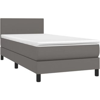 vidaXL Cama Box Spring Y Colch&oacute;n Led Cuero Sint&eacute;tico Gris 80x200 Cm Vidaxl