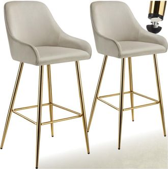 TecTake Sgabello da bar Avane con schienale, imbottito, effetto velluto - Sgabello da bar, sedia da bancone, sedia da bancone - Set di 2