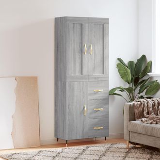 Berkfield Home Highboard Grey Sonoma 69.5x34x180 cm Engineered Wood