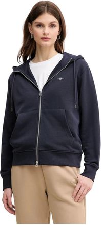 GANT Shield Zip Hoodie - Dames - Vesten met rits - Blauw - XS - Katoen - Hoodies & sweatvesten