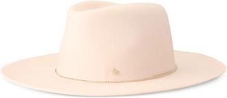 Maison Michel Beige Logo Fedora Hat