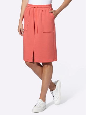 Heine Sweatrock HEINE, Damen, Gr. 34, grapefruit, 55% Viskose, 40% Polyester, 5% Elasthan, unifarben, knielang, R&ouml;cke Sweatrock