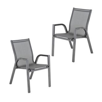 ED&Egrave;N JARD&Iacute; Pack de 2 sillones de terraza apilable aluminio antracita