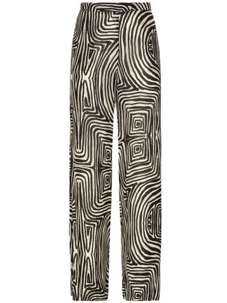 Elena Miro Wide-leg Black/Beige Abstract Swirl Pants