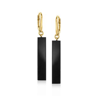 Ross-Simons Onyx Bar Drop Earrings in 18kt Gold Over Sterling