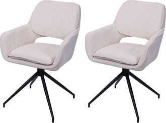 Hhg Hhg - Juego De 2 Sillas De Comedor 643, Silla De Cocina, Giratoria Con Retorno Autom&aacute;tico, Tejido De Chenilla (490 G/m&sup2;) Oeko-tex, Crema