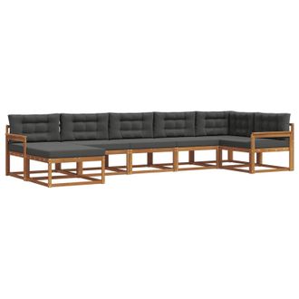 vidaXL Conjunto De Sof&aacute;s De Exterior 7 Pcs Natural Y Antracita Vidaxl