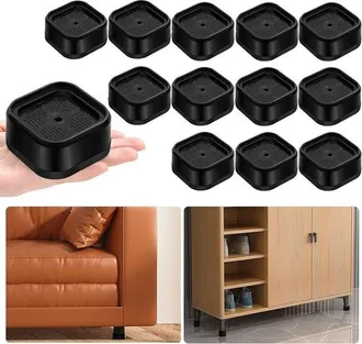 OEM Elevadores De Muebles Ajustables De Color Negro, 12 Piezas, Cuadrados Y Apilables, Altura Ajustable A 2,5 Cm/5 Cm/7,6 Cm, Escritorio, Sof&aacute;