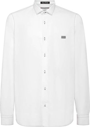 Philipp Plein Heren, Overhemden, Wit, Maat: S Katoen