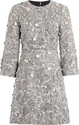Dolce & Gabbana floral-jacquard lam&eacute; mini dress - women - Metallized Polyester/Acrylic/Virgin Wool/Silk/Polyamide/Polyester/Elastane - 40 - Silver