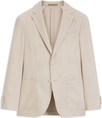 BOSS Slim-fit jacket in wool-blend seersucker