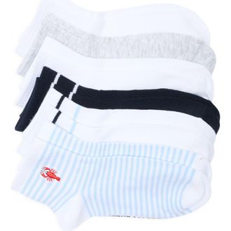 Steve Madden 6-Pack Lobster Embroidered & Stripe Quarter Crew Socks in White Multi at Nordstrom Rack, Size 9/11