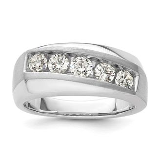 Diamond2Deal 10k White Gold Lab Grown Diamond 5-Stone Band Ring 1Ct Clarity- VS Color- G-H