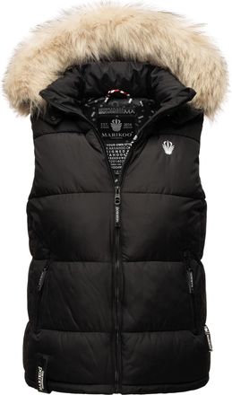 Marikoo dames gewatteerd vest - Eisfl&ouml;ckchen met capuchon & imitatiebontkraag