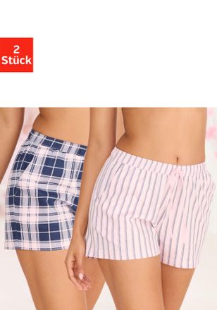 Vivance Pyjamashorts VIVANCE DREAMS, Damen, Gr. 32/34, N-Gr, rosa, blau, gemustert, Single Jersey, Obermaterial: 100% Baumwolle, gemustert, Basic, Basic kurz,