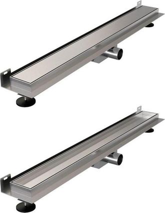 Marcel Breuer Douchegoot montage muur, inclusief tegelinlegrooster (omkeerbaar) geborsteld RVS