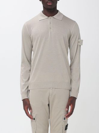 Stone Island Polo in maglia di lana a maniche lunghe con logo Compass