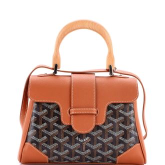 Goyard Saigon Top Handle Bag Coated Canvas with Leather Mini