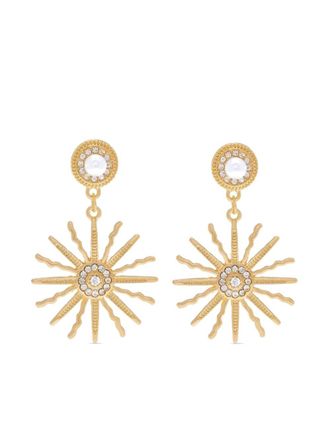 Hzmer Jewellery embellished sun-motif earrings - Gold