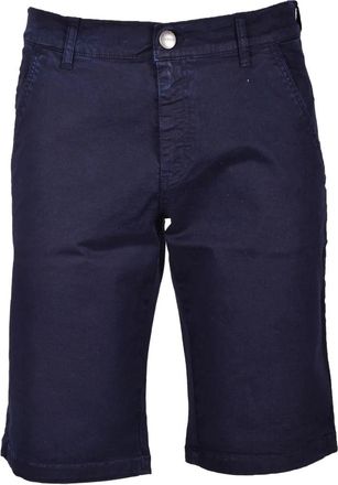 Dirk Bikkembergs Blue Cotton-Blend Zip-Up Bermuda Shorts