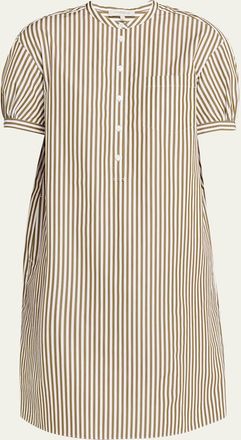 Lafayette 148 New York Striped Puff-Sleeve Shift Dress