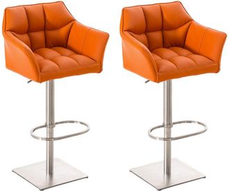 Clp Set De 2 Taburetes De Bar Damaso Naranja Acero Inoxidable