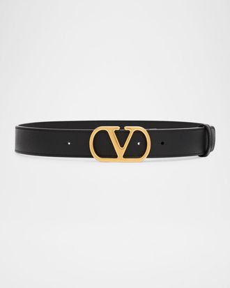 Valentino Garavani VLogo Signature Leather Belt, 30mm
