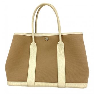 Herm&egrave;s Etoupe Gray Toile Officier Tote Bag (Pre-Owned)