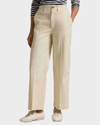 Polo Ralph Lauren Wide-Leg Cropped Chino Pant In Ivory Sand