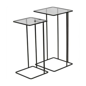 The Libra Company Salzburg Side Tables (Set of 2) - Iron/Glass - L31 x W31 x H61 cm in Bronze