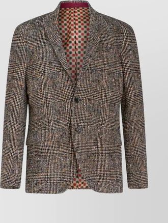 Etro check pattern notch lapel jacket with front pockets