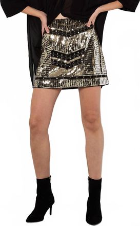 Apricot Sequin Placement Mini Skirt In Yellow