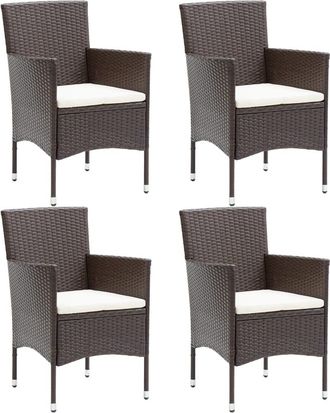 vidaXL Vidaxl - Sillas De Comedor Para Jard&iacute;n 4 Unidades Rat&aacute;n Sint&eacute;tico Marr&oacute;n