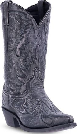 Laredo Mens Garrett Snip Toe Smooth Rubber Sole Cowboy Boot In Charcoal