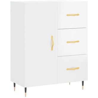 vidaXL Credenza 69,5x34x90 cm in Legno Multistrato Bianco Lucido vidaXL