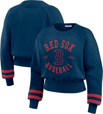 WEAR by Erin Andrews Womens WEAR by Erin Andrews Navy Boston Red Sox Vintage Washed Cropped Pullover Sweatshirt at Nordstrom, Size Xx-Large